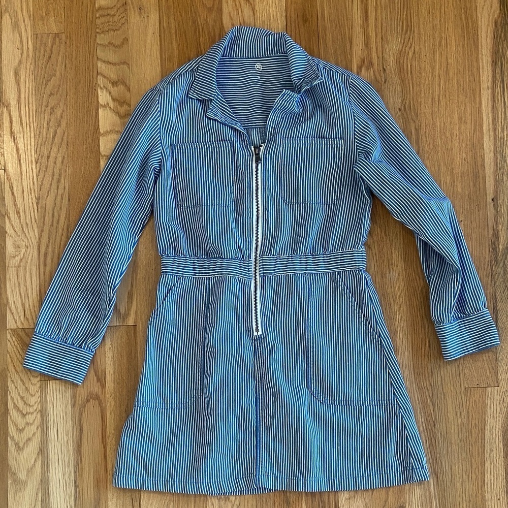 AG Adriano Goldschmied girls Blue Striped ZIP UP Dress M